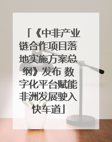 《中非产业链合作项目落地实施方案总纲》发布 数字化平台赋能非洲发展驶入快车道