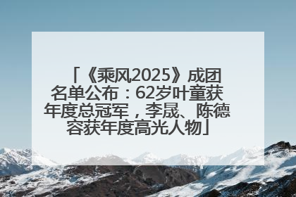 《乘风2025》成团名单公布：62岁叶童获年度总冠军，李晟、陈德容获年度高光人物