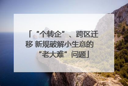 “个转企”、跨区迁移 新规破解小生意的“老大难”问题