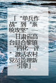 “单兵作战”到“系统攻坚”——甘肃省高台县合黎镇“四化一评”激活农村党员管理新引擎