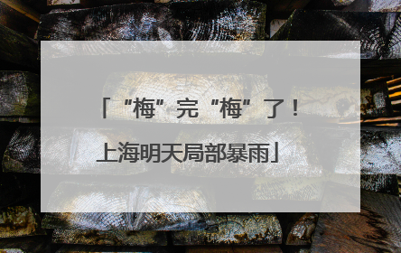 “梅”完“梅”了！上海明天局部暴雨