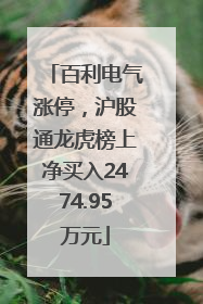 百利电气涨停，沪股通龙虎榜上净买入2474.95万元