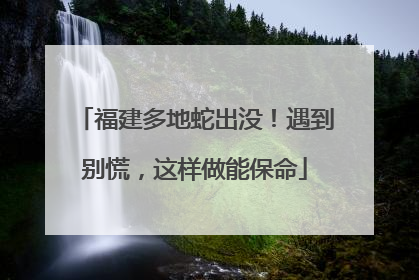 福建多地蛇出没！遇到别慌，这样做能保命