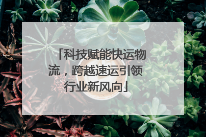 科技赋能快运物流，跨越速运引领行业新风向