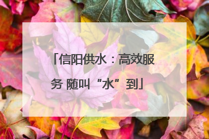 信阳供水：高效服务 随叫“水”到