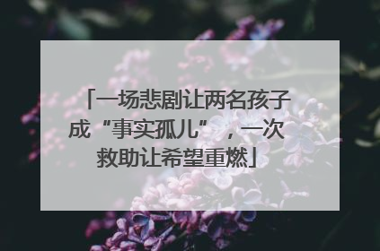 一场悲剧让两名孩子成“事实孤儿”，一次救助让希望重燃