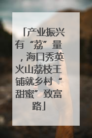 产业振兴有“荔”量，海口秀英火山荔枝王铺就乡村“甜蜜”致富路