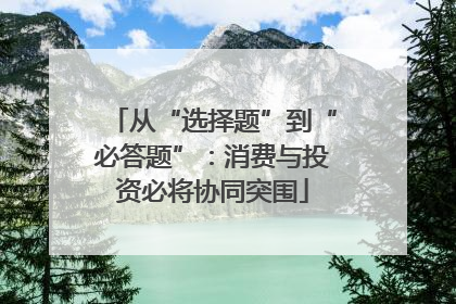 从“选择题”到“必答题”：消费与投资必将协同突围