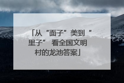 从“面子”美到“里子” 看全国文明村的龙池答案