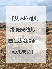 从环境到实践 阳光幼儿园让法治浸润幼儿成长