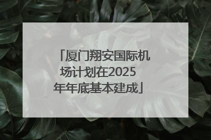 厦门翔安国际机场计划在2025年年底基本建成