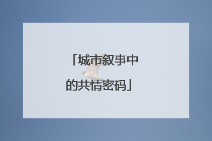 城市叙事中的共情密码