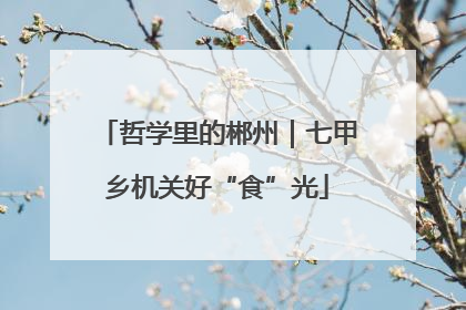 哲学里的郴州｜七甲乡机关好“食”光
