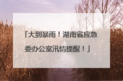 大到暴雨！湖南省应急委办公室汛情提醒！