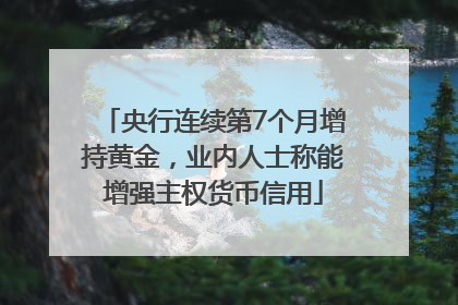 央行连续第7个月增持黄金，业内人士称能增强主权货币信用