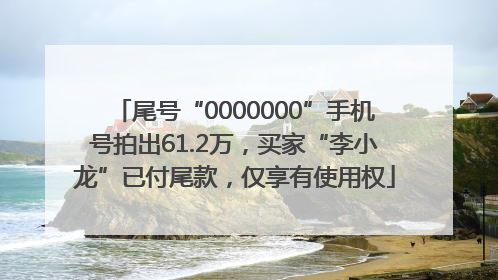 尾号“0000000”手机号拍出61.2万，买家“李小龙”已付尾款，仅享有使用权