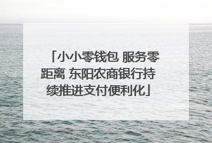 小小零钱包 服务零距离 东阳农商银行持续推进支付便利化