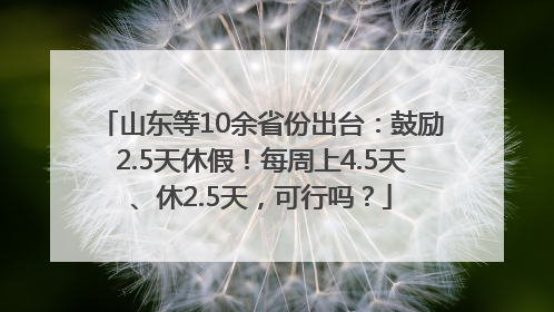 山东等10余省份出台：鼓励2.5天休假！每周上4.5天、休2.5天，可行吗？
