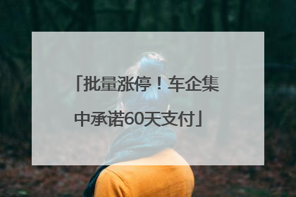 批量涨停！车企集中承诺60天支付