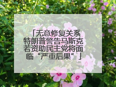 无意修复关系 特朗普警告马斯克若资助民主党将面临“严重后果”