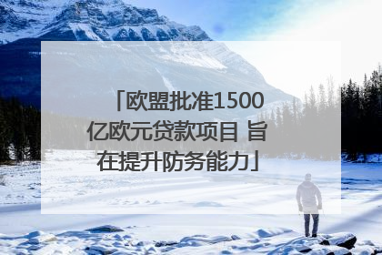 欧盟批准1500亿欧元贷款项目 旨在提升防务能力
