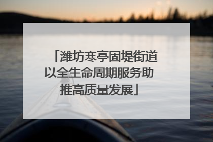 潍坊寒亭固堤街道以全生命周期服务助推高质量发展