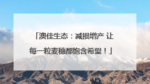 澳佳生态：减损增产 让每一粒麦穗都饱含希望！