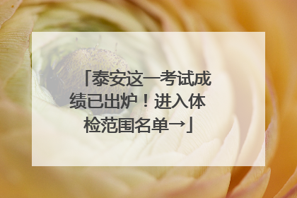 泰安这一考试成绩已出炉！进入体检范围名单→