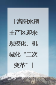 洛阳水稻主产区迎来规模化、机械化“二次变革”