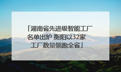 湖南省先进级智能工厂名单出炉 衡阳以32家工厂数量领跑全省