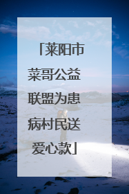 莱阳市菜哥公益联盟为患病村民送爱心款