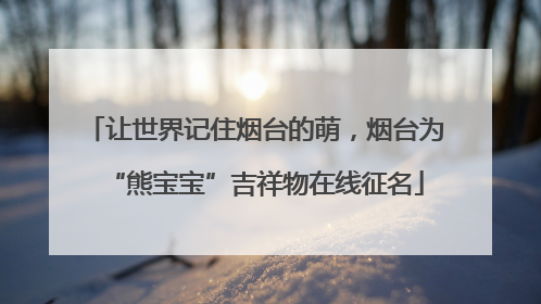 让世界记住烟台的萌，烟台为“熊宝宝”吉祥物在线征名