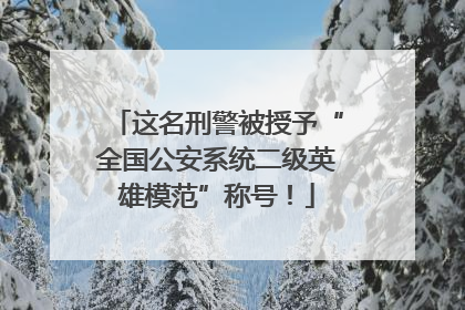 这名刑警被授予“全国公安系统二级英雄模范”称号！