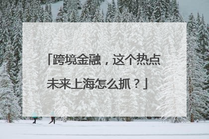 跨境金融，这个热点未来上海怎么抓？