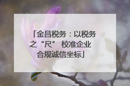 金昌税务：以税务之“尺” 校准企业合规诚信坐标