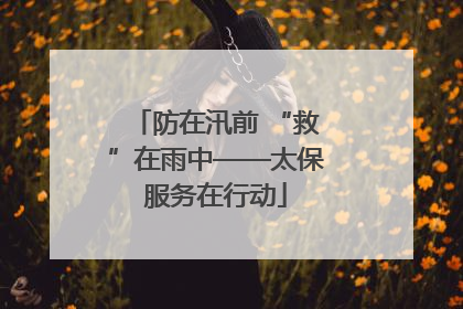 防在汛前 “救”在雨中——太保服务在行动