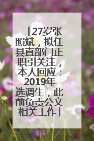 27岁张照斌，拟任县直部门正职引关注，本人回应：2019年选调生，此前负责公文相关工作