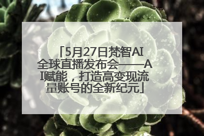 5月27日梵智AI全球直播发布会——AI赋能，打造高变现流量账号的全新纪元