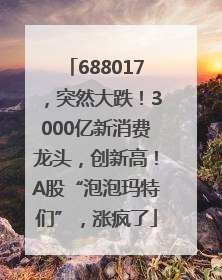 688017，突然大跌！3000亿新消费龙头，创新高！A股“泡泡玛特们”，涨疯了